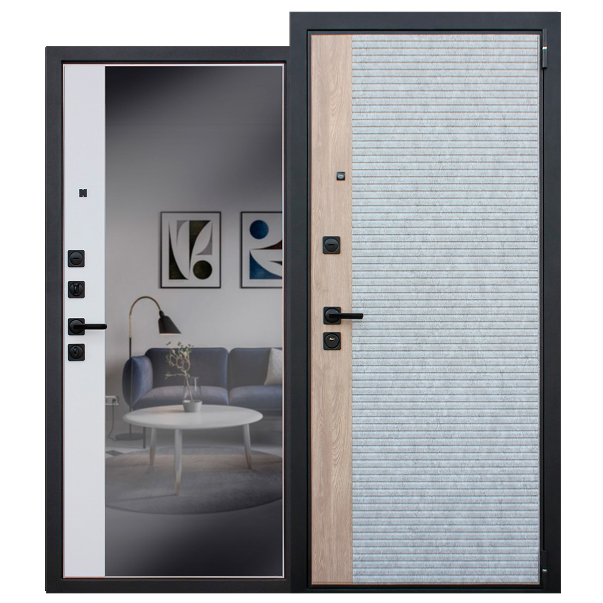 Стальная дверь «Дельта» с зеркалом