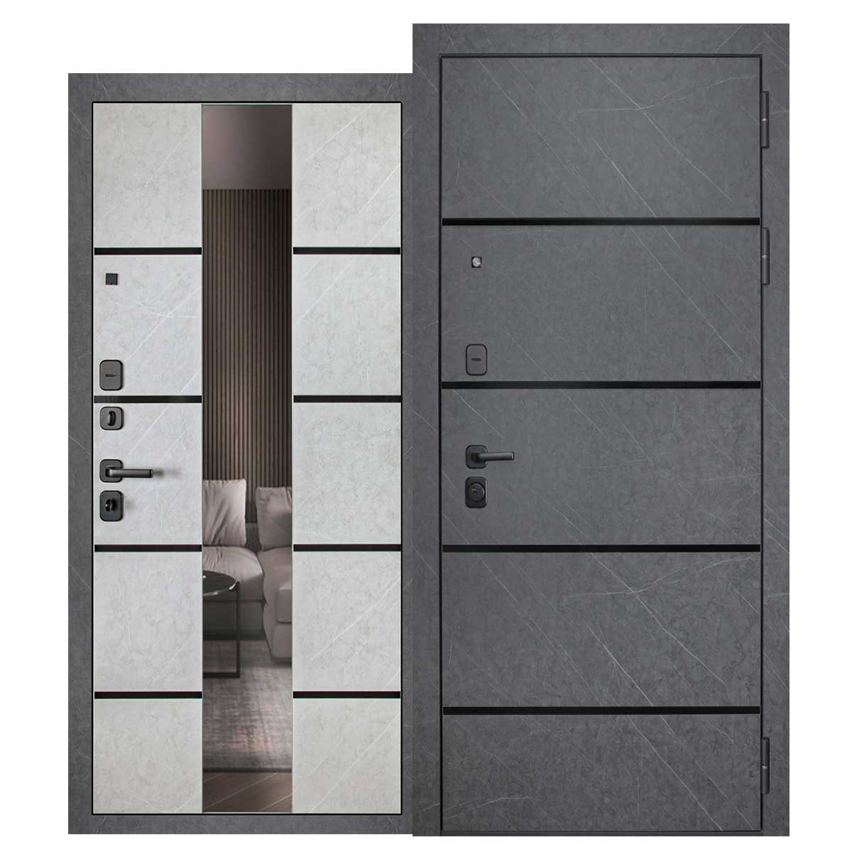 Стальная дверь «Енисей» с зеркалом