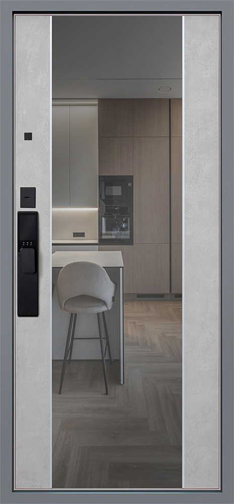 Стальная дверь «Дуэт Б с зеркалом» (биометрический замок Smart lock К06)