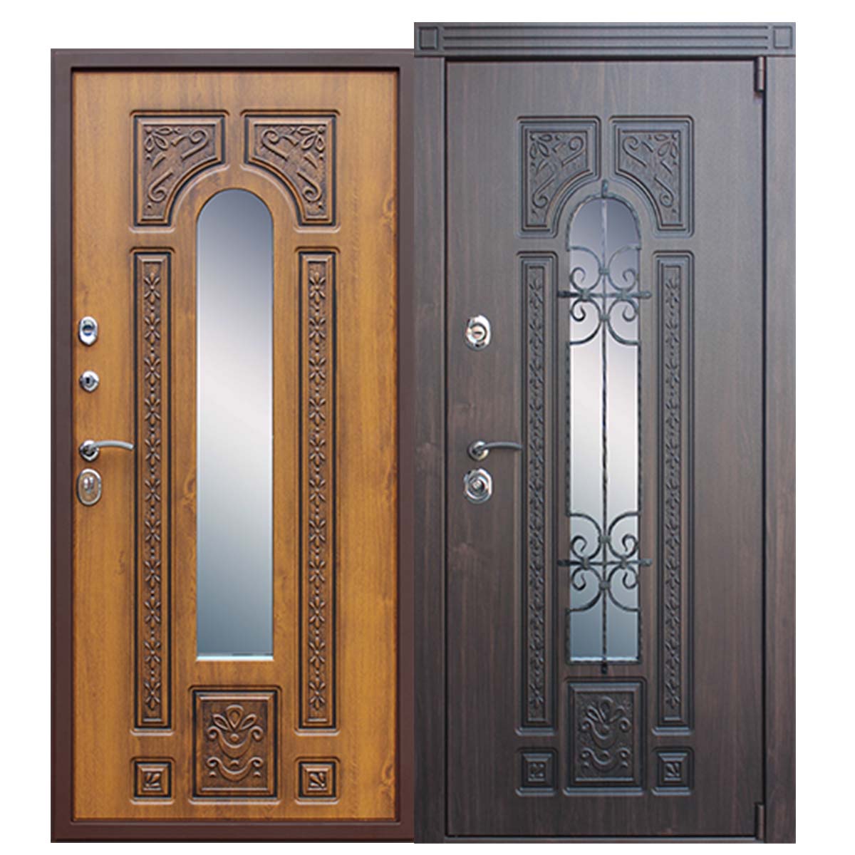 Стальная дверь 3К «Лацио с окном и ковкой»