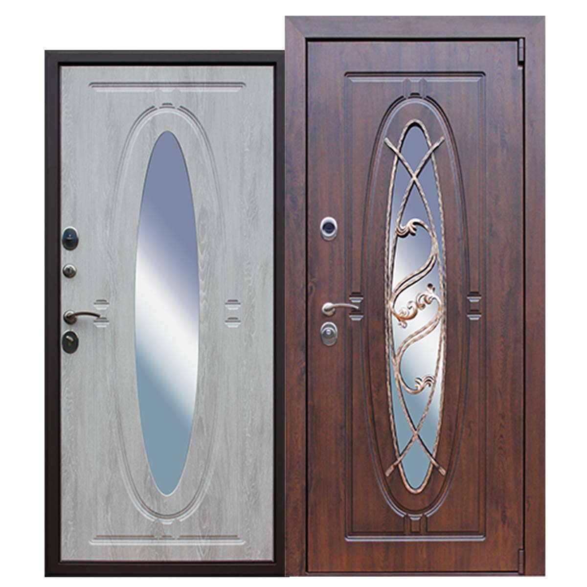 Стальная дверь 3К «Монарх с окном и ковкой»