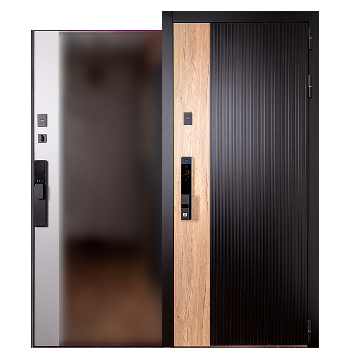 Стальная дверь «Конструктор» с зеркалом (биометрический замок Smart lock Y23)