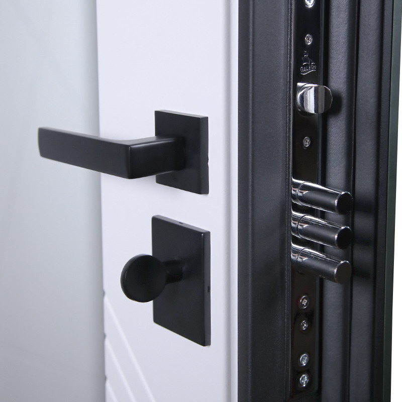 Стальная дверь «Санторини» с зеркалом (адаптивная замковая часть).