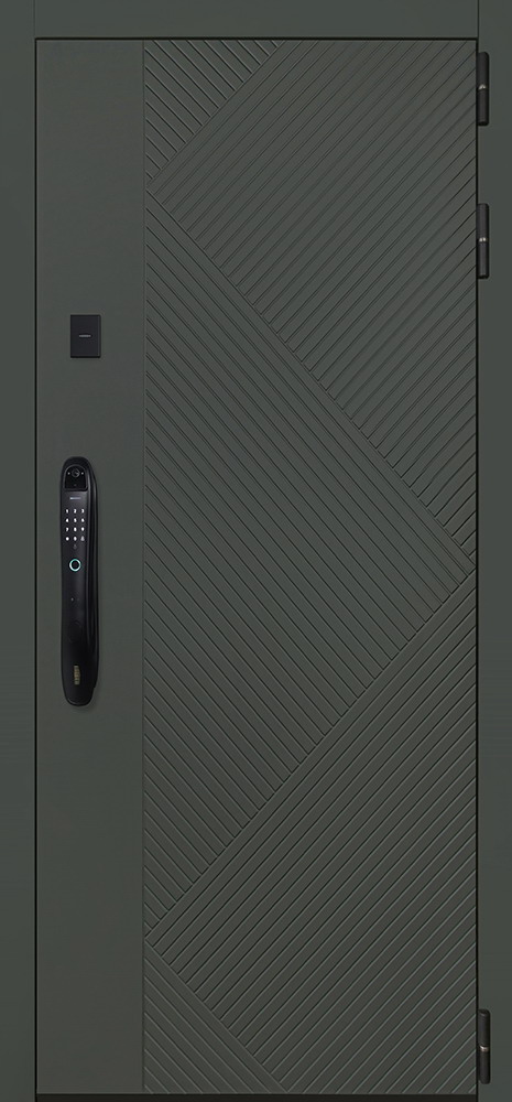 Стальная дверь «Санторини» с зеркалом (биометрический замок Smart lock DZ 888)