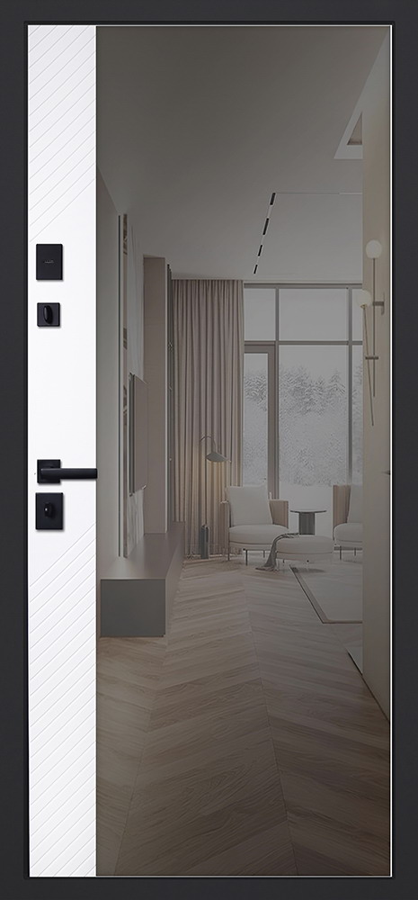 Стальная дверь «Санторини» с зеркалом (адаптивная замковая часть).