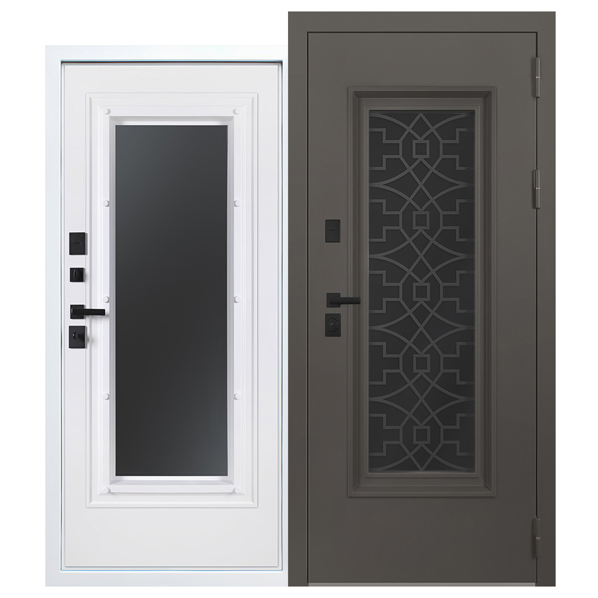 Стальная дверь Терморазрыв 3К «Поларис» с окном и лазерной резкой