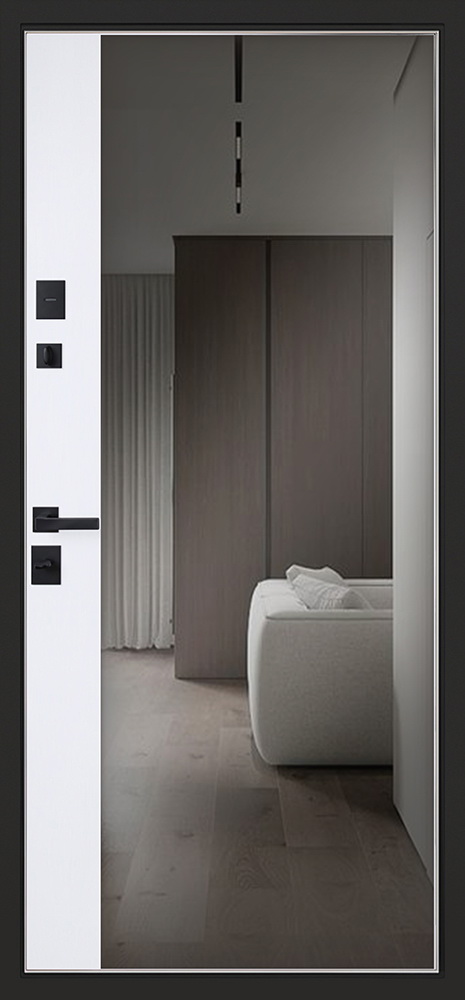 Стальная дверь «Конструктор» с зеркалом (Умная электронная дверная ручка с отпечатком пальца модель Smart lock T888 Черная)