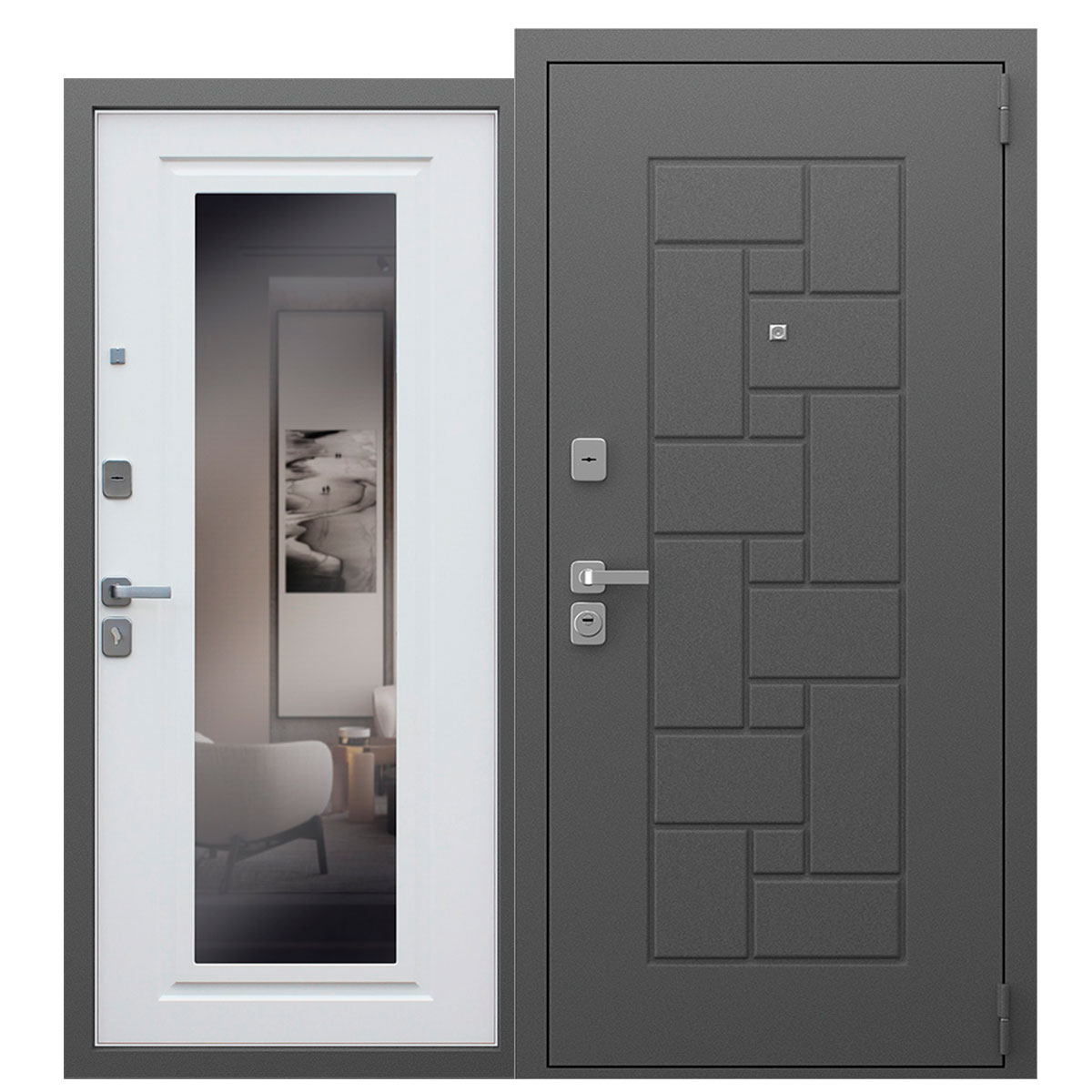 Стальная дверь «Арсенал» с зеркалом