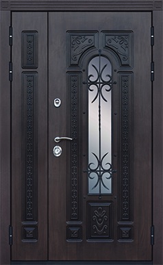 Стальная дверь Терморазрыв 3К «Русь Великая» с окном и ковкой