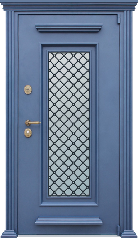 Стальная дверь 3К «Алмаз с окном и ковкой «Ватикан»