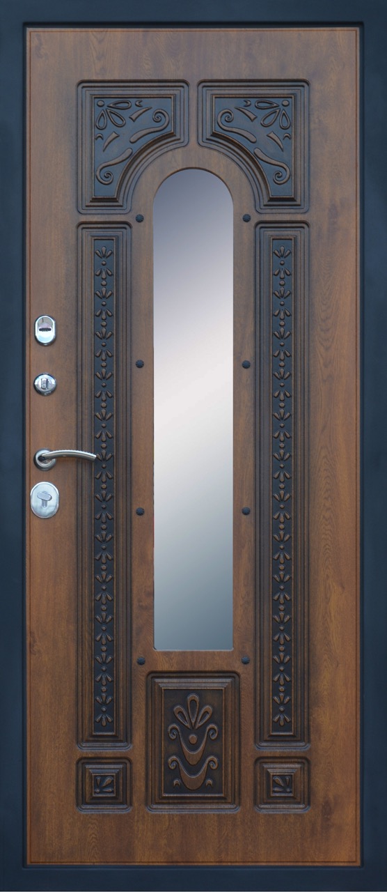 Стальная дверь Терморазрыв 3К «Русь с окном и ковкой»