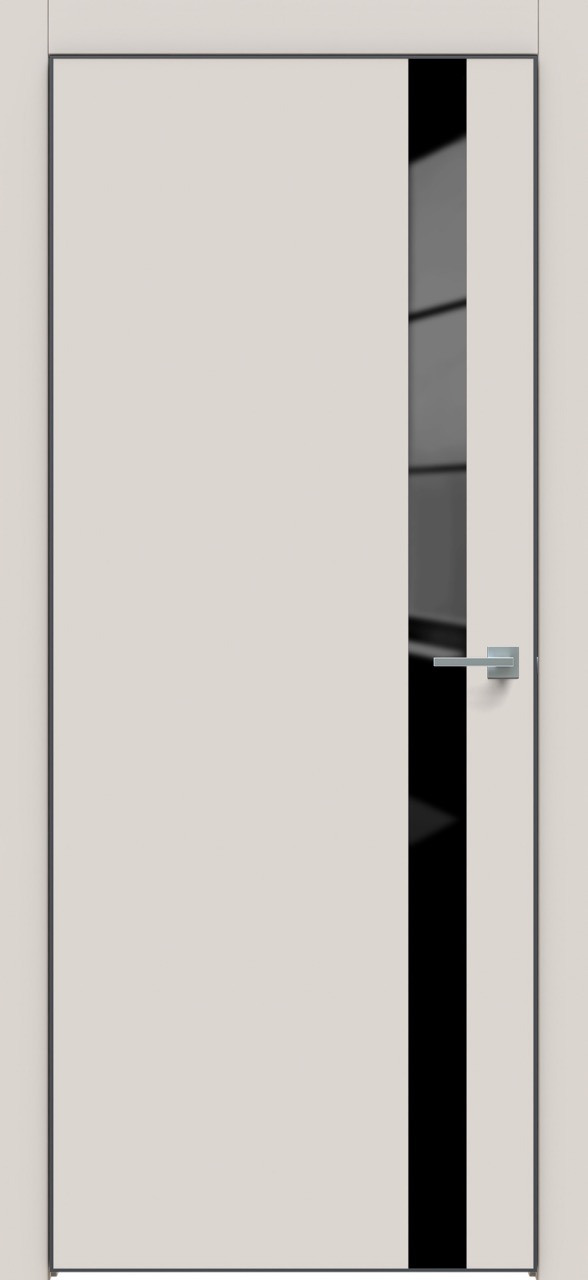  Дверь межкомнатная Triadoors 702. Лайт грей. Кромка: Алюм. черный. Вставка: Черный лакобель
