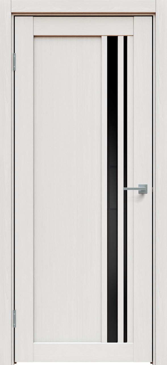  Дверь межкомнатная Triadoors 608. Дуб Серена светло-серый. Стекло: Черный лакобель.