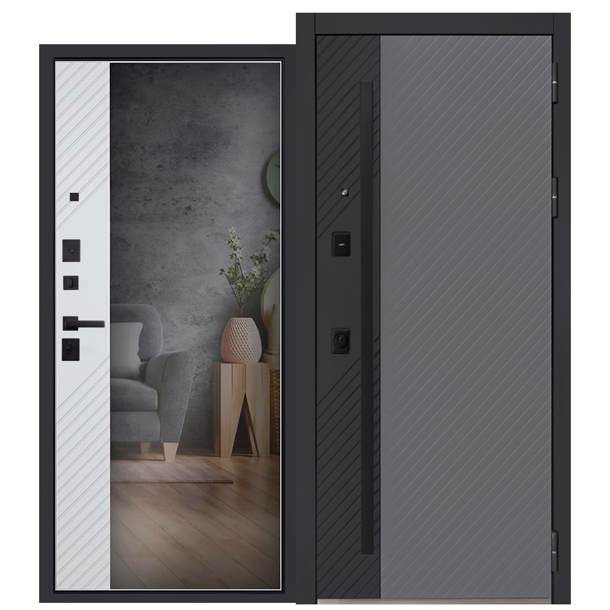 Стальная дверь «Агава» с зеркалом