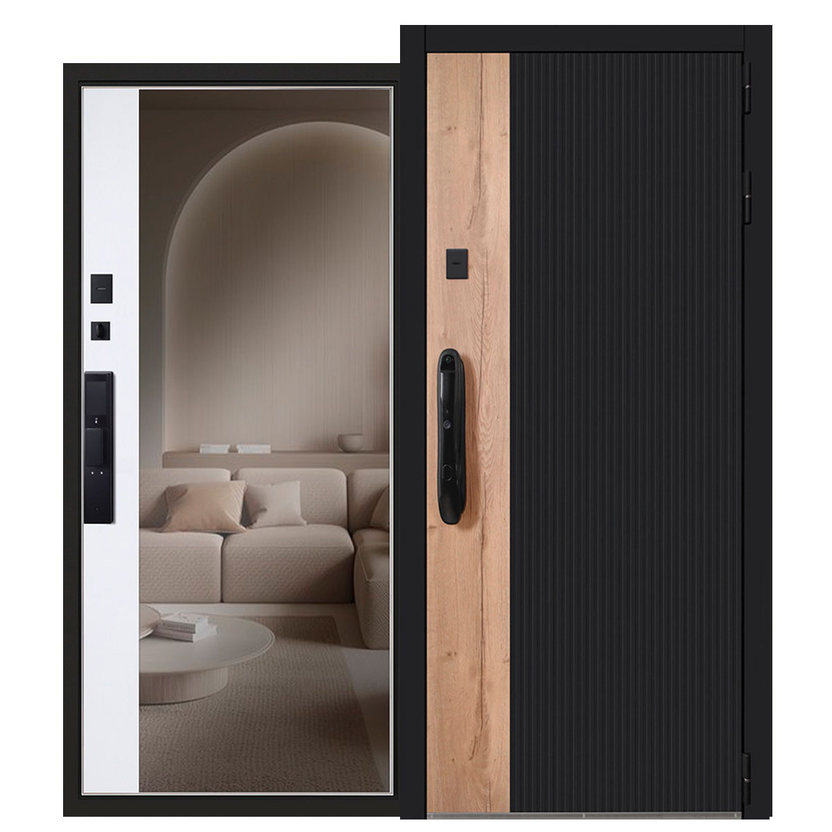 Стальная дверь «Конструктор» с биометрическим замком Smart lock DZ 888 и зеркалом