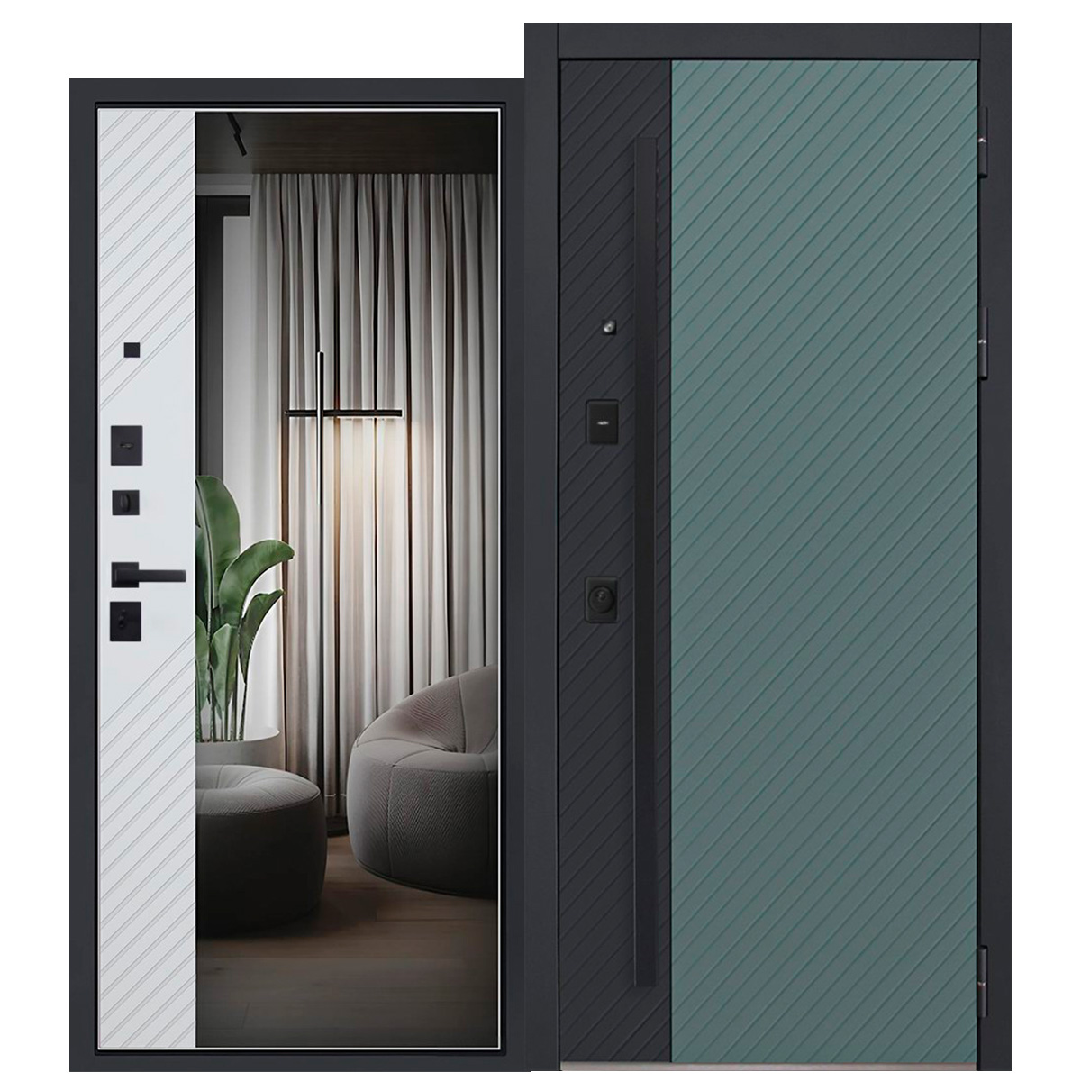 Стальная дверь «Альфа» с зеркалом