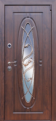 Стальная дверь 3К «Монарх с окном и ковкой»