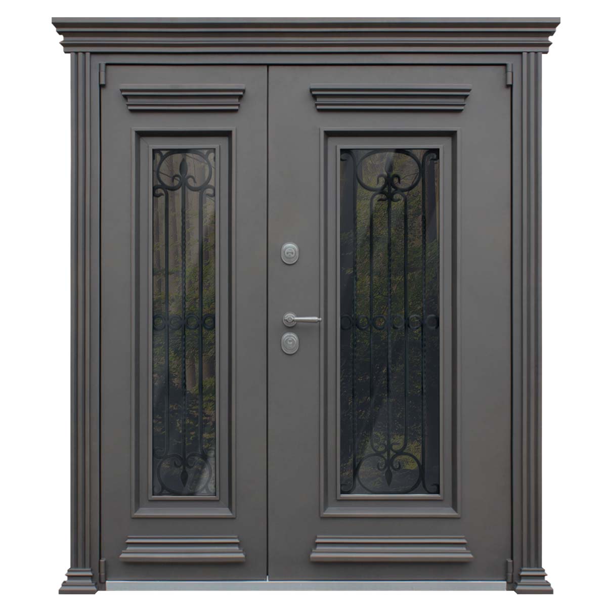 Стальная дверь Терморазрыв 3К «Grand Luxe 2100х1700» с окном и ковкой