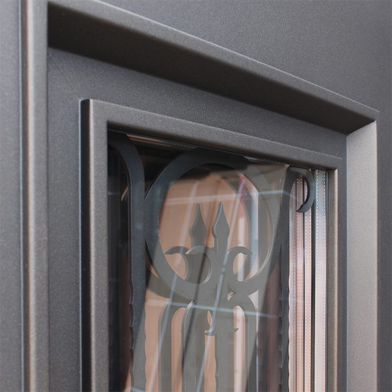 Стальная дверь Терморазрыв 3К «Grand Lux light 2 с окном и лазерной резкой»