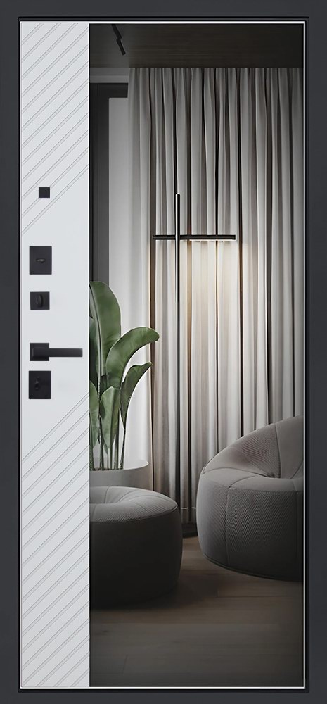 Стальная дверь «Альфа» с зеркалом