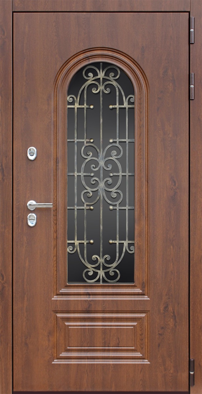 Стальная дверь Терморазрыв 3К «Цезарь с окном и ковкой»