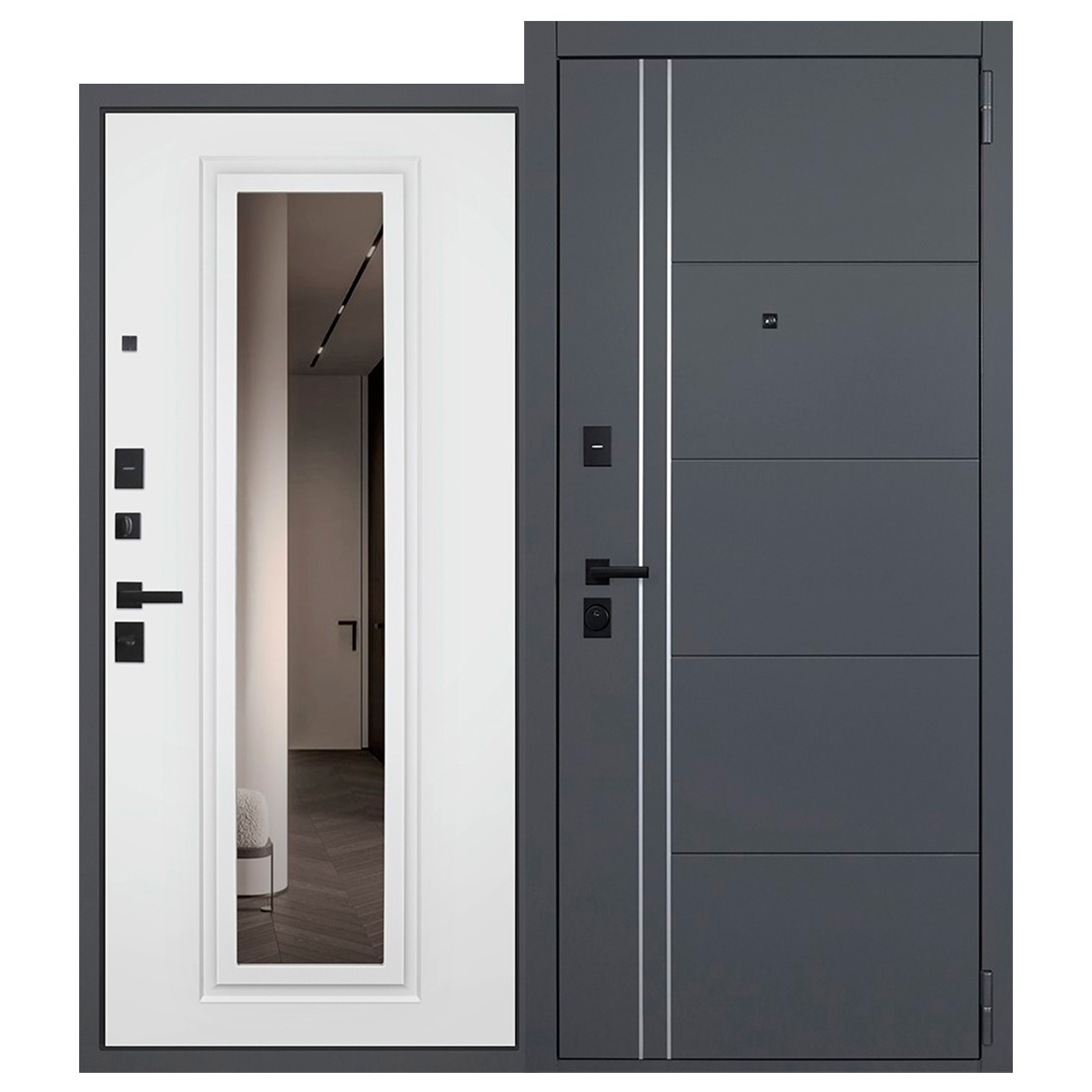 Стальная дверь «Vegas» с зеркалом