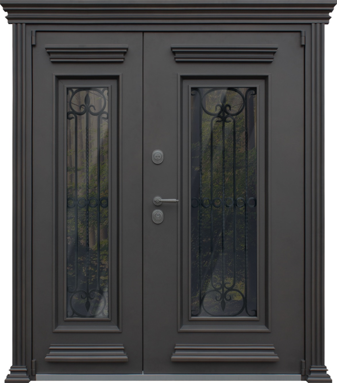 Стальная дверь Терморазрыв 3К «Grand Luxe 2100х1700» с окном и ковкой