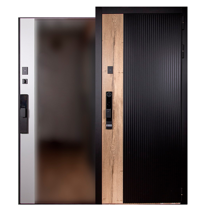 Стальная дверь «Конструктор» с зеркалом (биометрический замок Smart lock Y12)