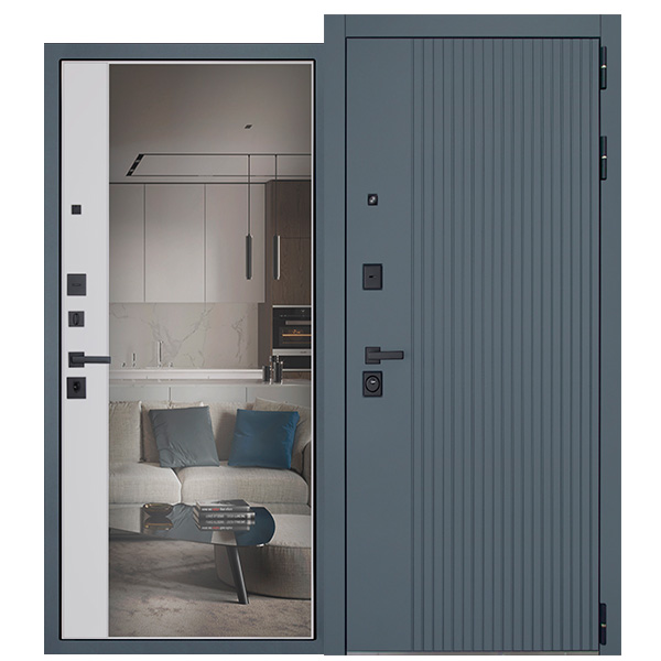 Стальная дверь «Вертикаль» с зеркалом