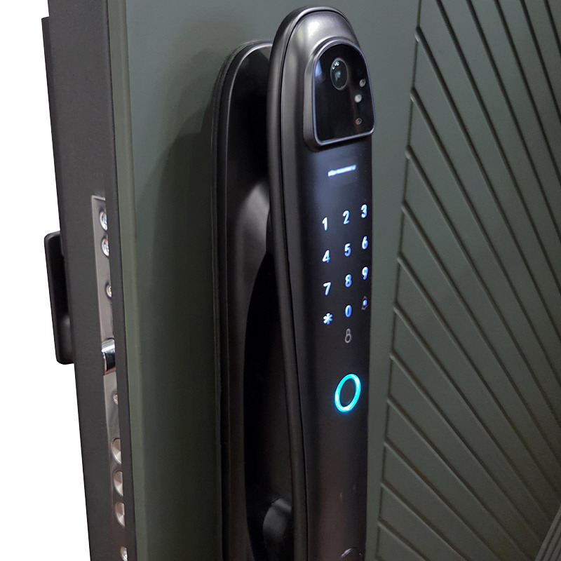 Стальная дверь «Санторини» с зеркалом (биометрический замок Smart lock DZ 888)