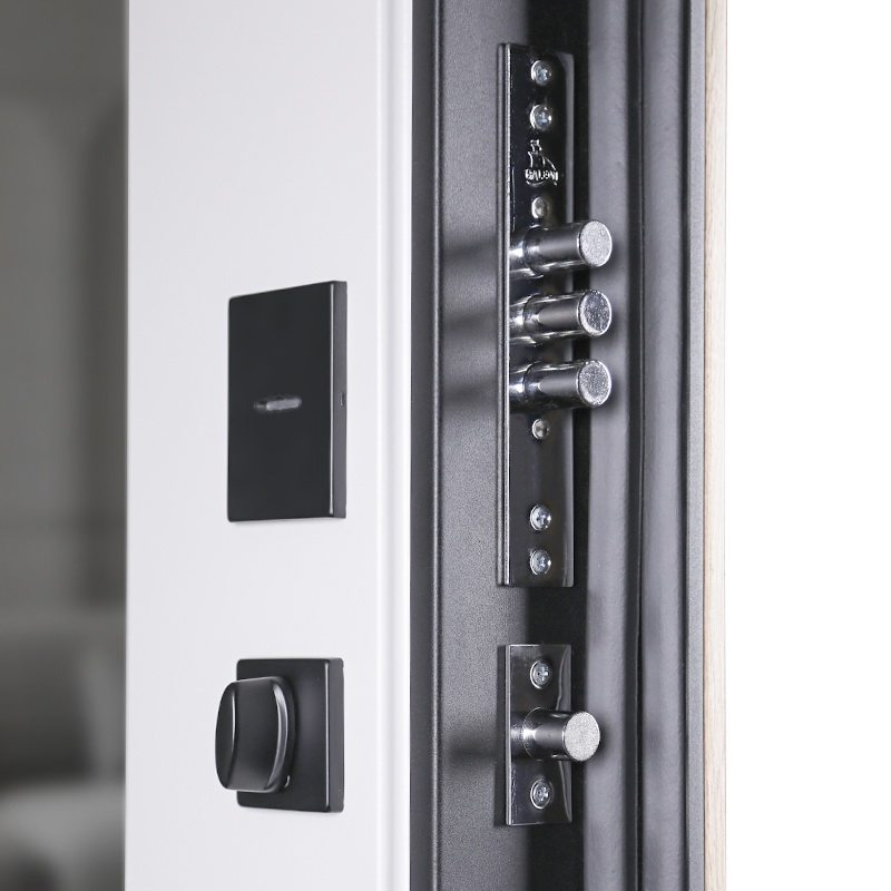 Стальная дверь «Конструктор» с зеркалом (Умная электронная дверная ручка с отпечатком пальца модель Smart lock T888 Черная)