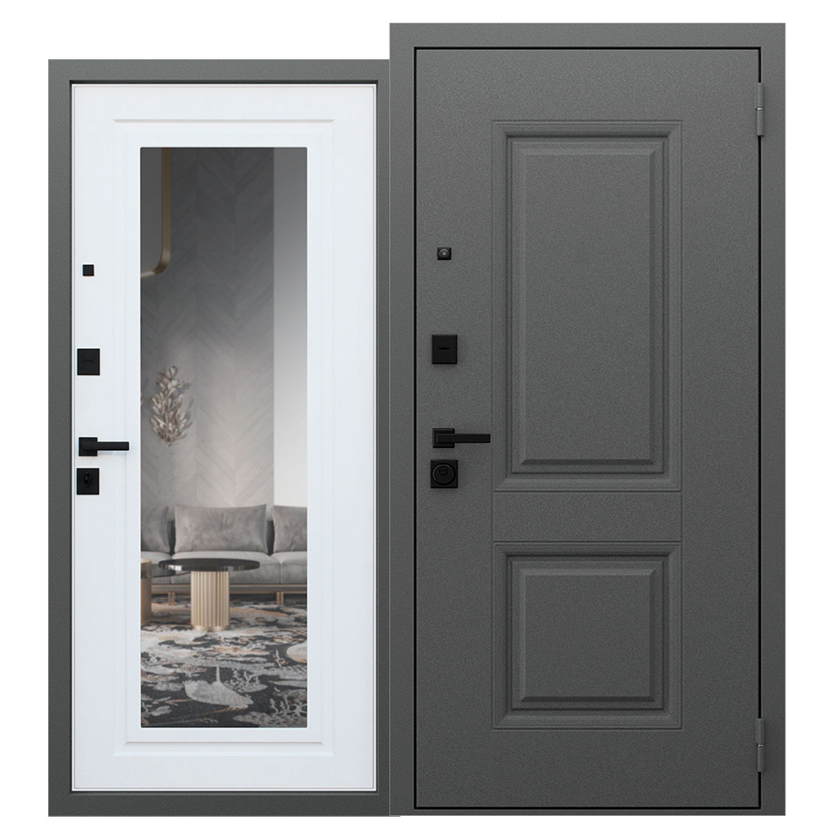 Стальная дверь «Интер» с зеркалом