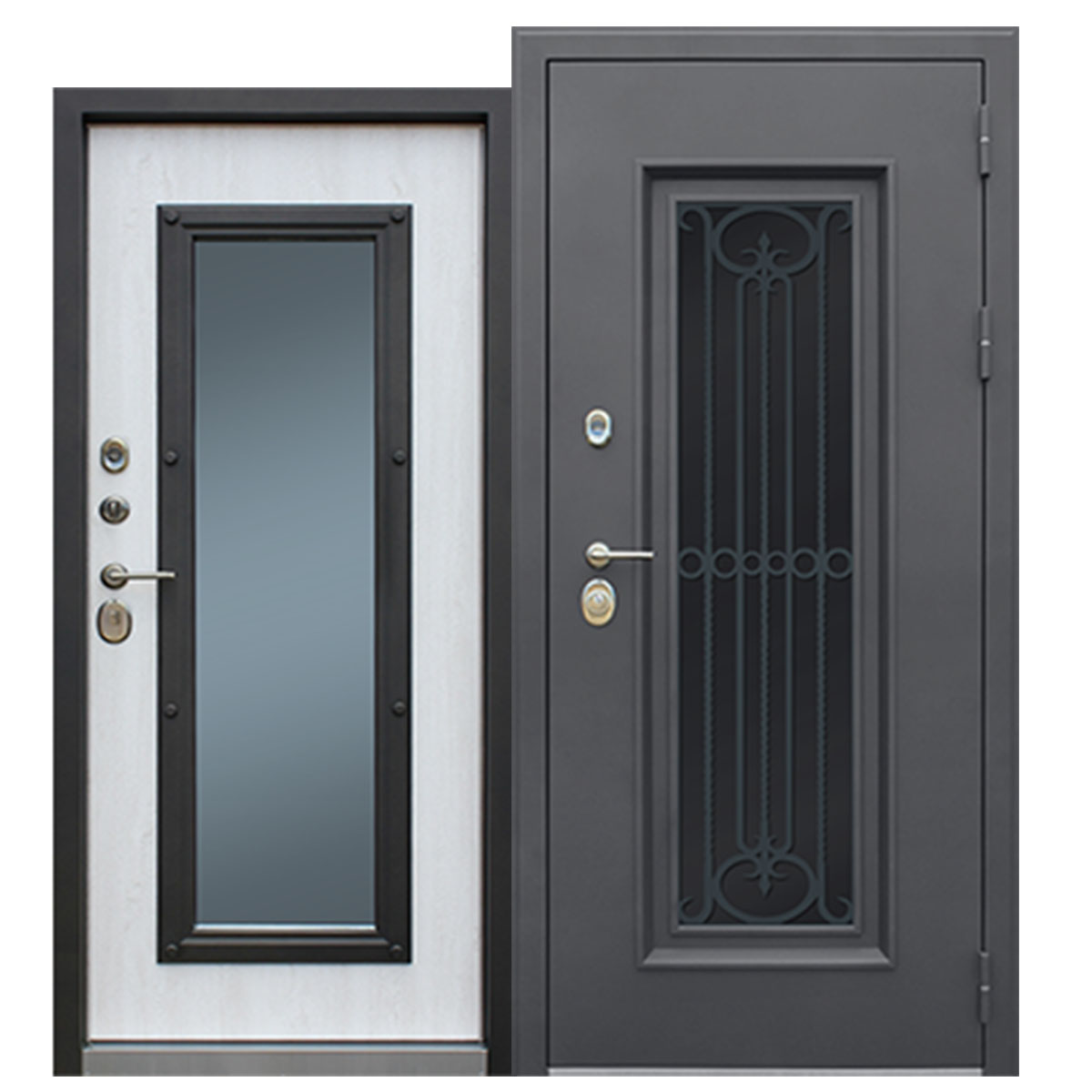 Стальная дверь Терморазрыв 3К «Grand Lux light 2 с окном и лазерной резкой»